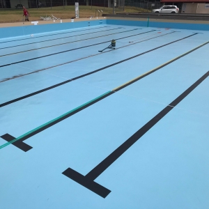 13. Large pool line marking completed joints cleaned and tapped